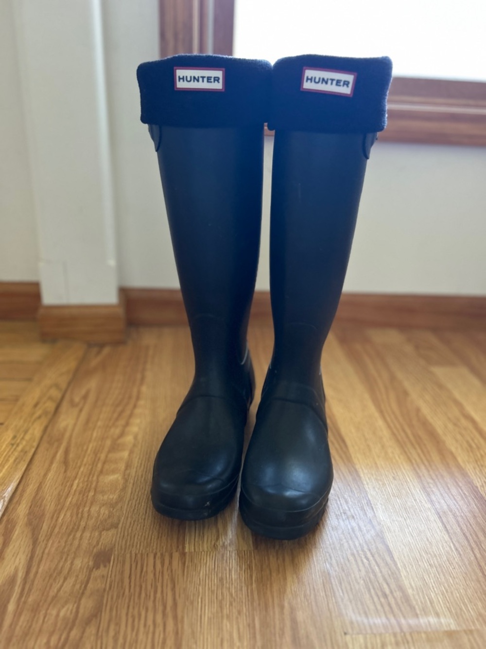 Hunter Black Tall Rain Boots with Foldover Cuff Socks